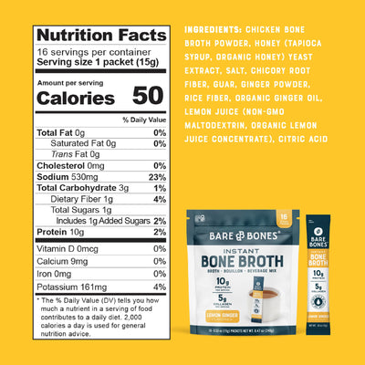 Bare Bones packet beside measuring spoon showing serving size clarity