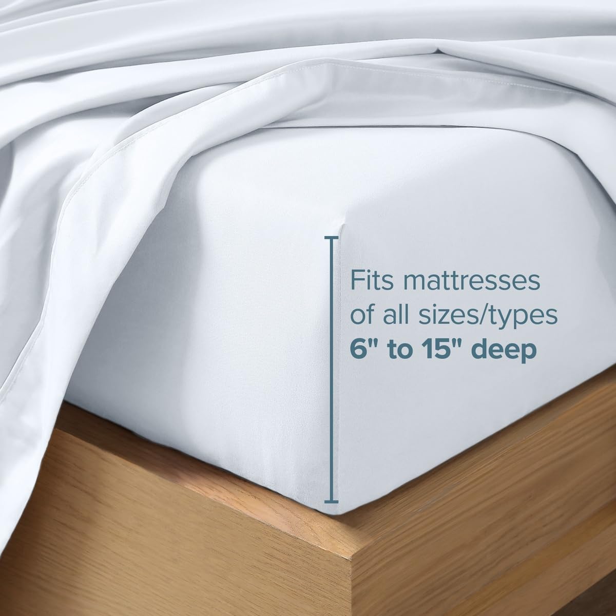 Bare Home sheets styled on mattress in bedroom to show real-life fitted appearance