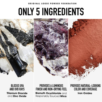 bareMinerals before and after photo showing evened skin tone and luminosity
