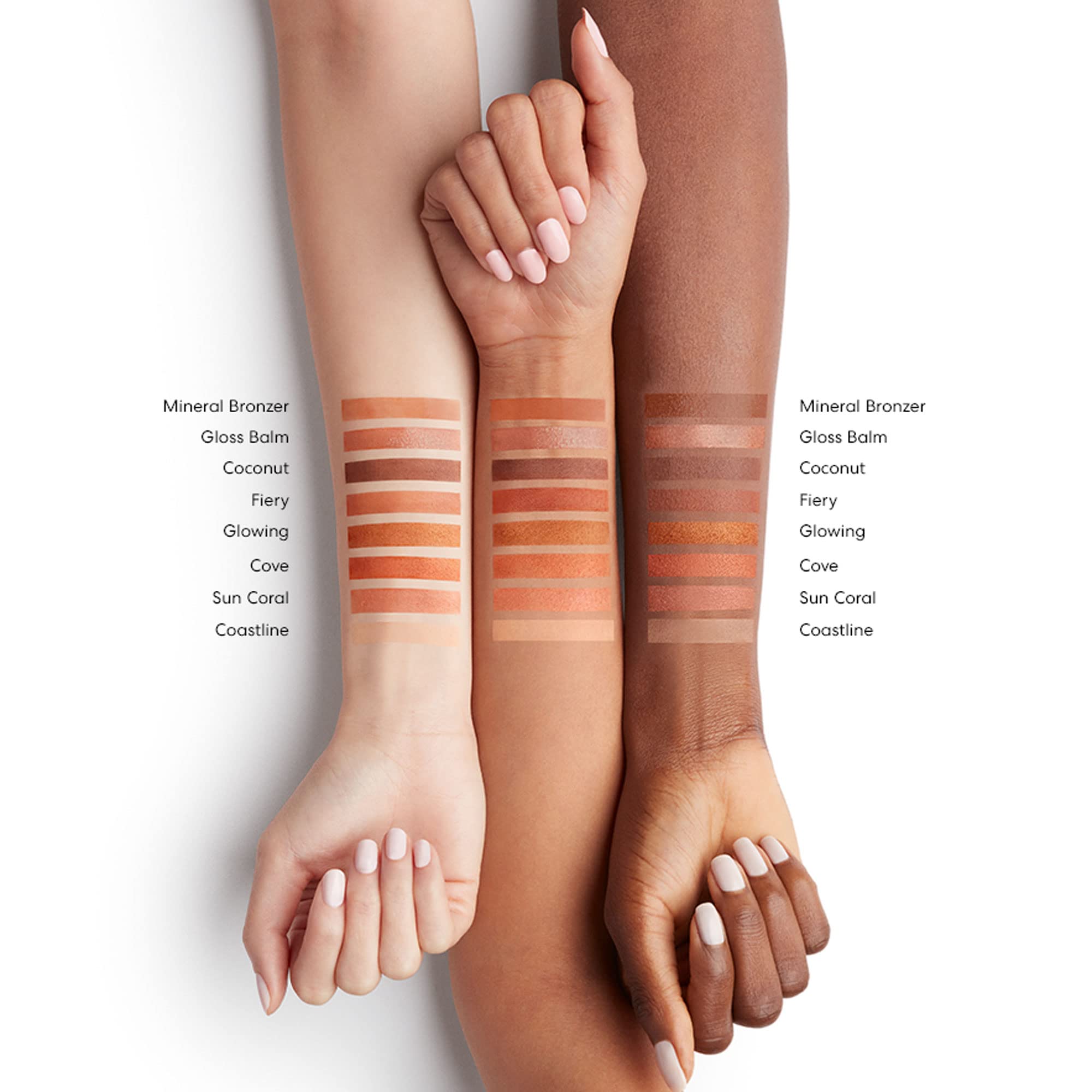 bareMinerals detalle de la etiqueta que destaca seis ingredientes minerales y fórmula sin talco