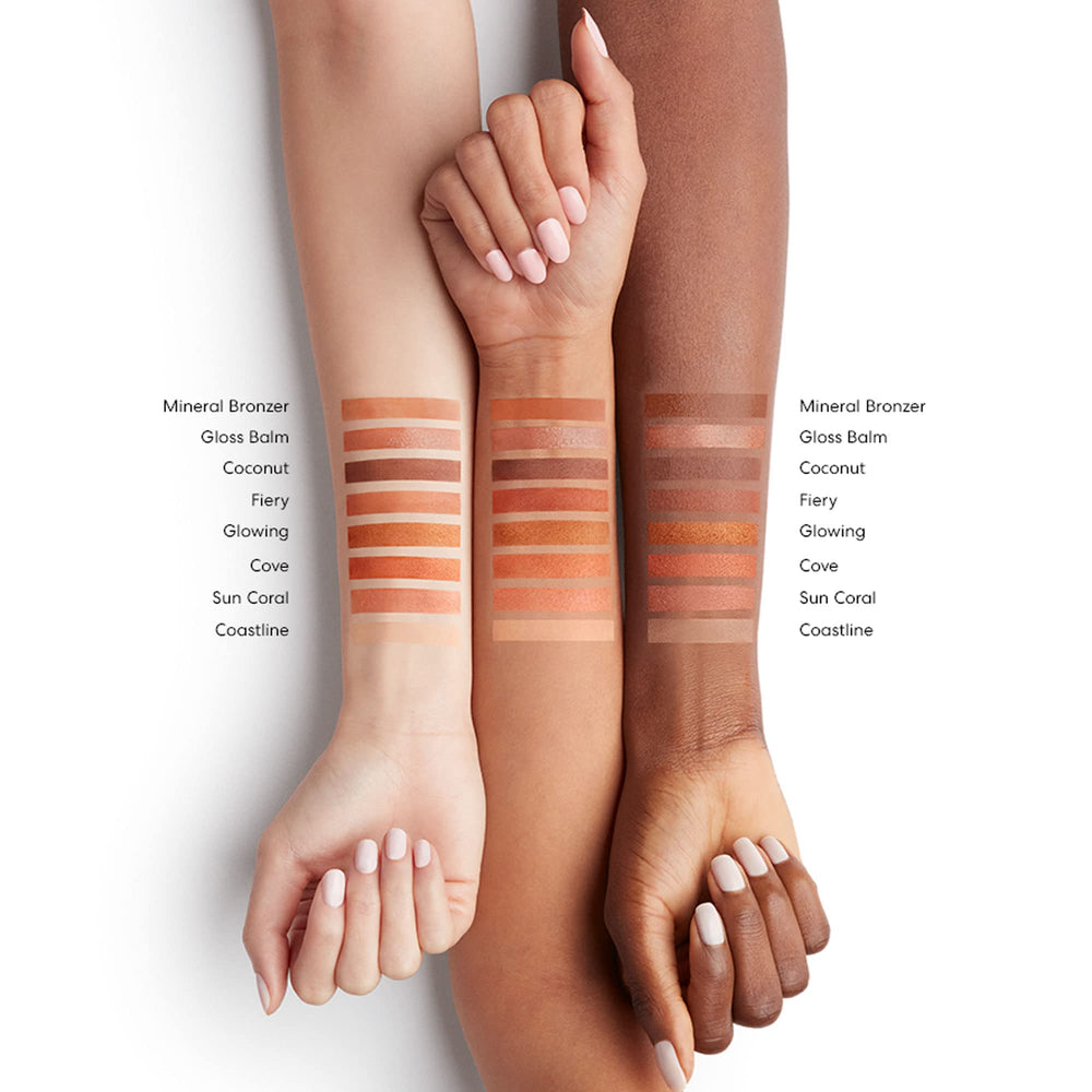 bareMinerals detalle de la etiqueta que destaca seis ingredientes minerales y fórmula sin talco