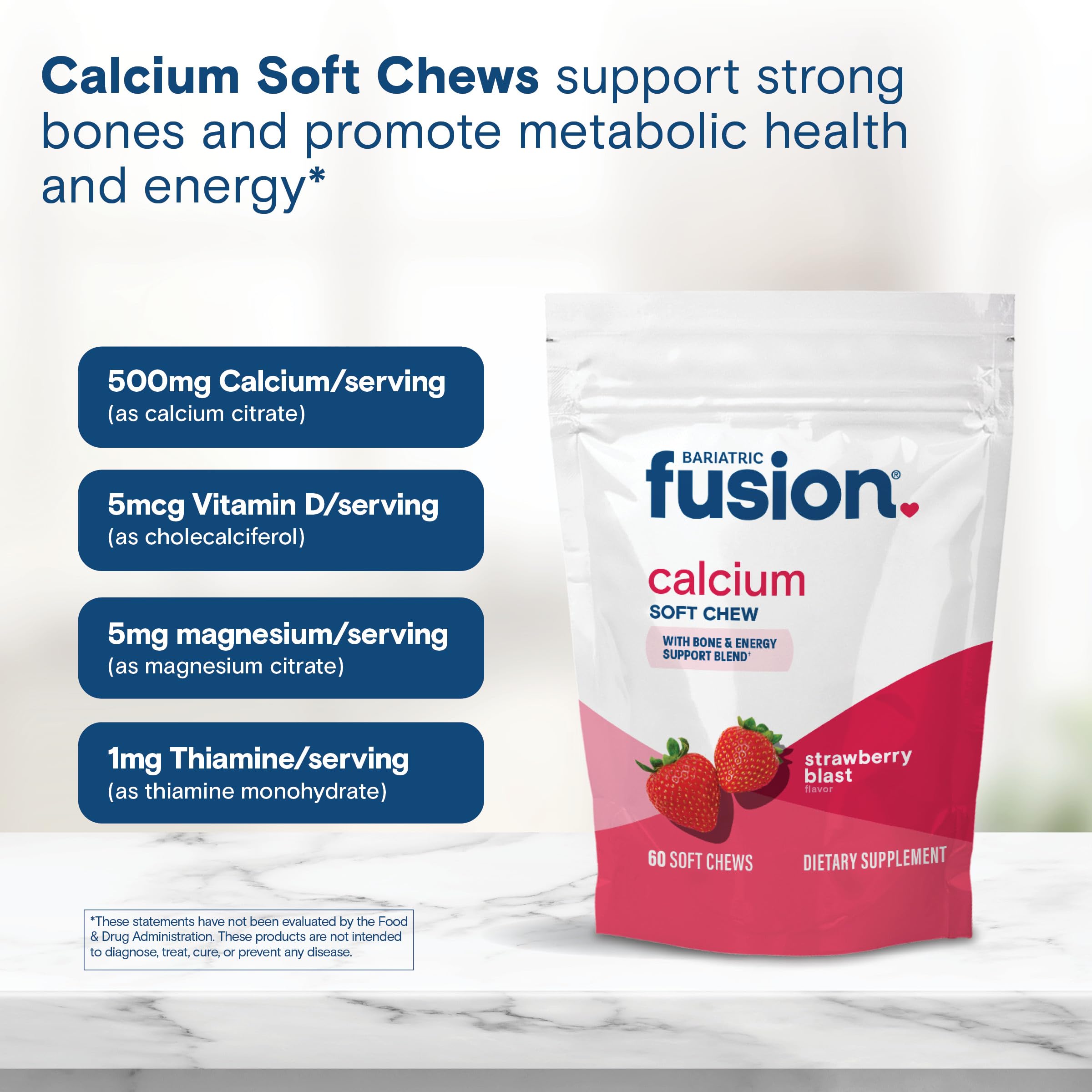 Bariatric Fusion bote abierto con masticables visibles para suministro