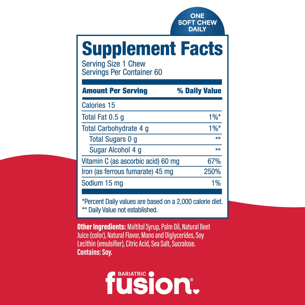 Bariatric Fusion chew beside a ruler showing compact size and portability