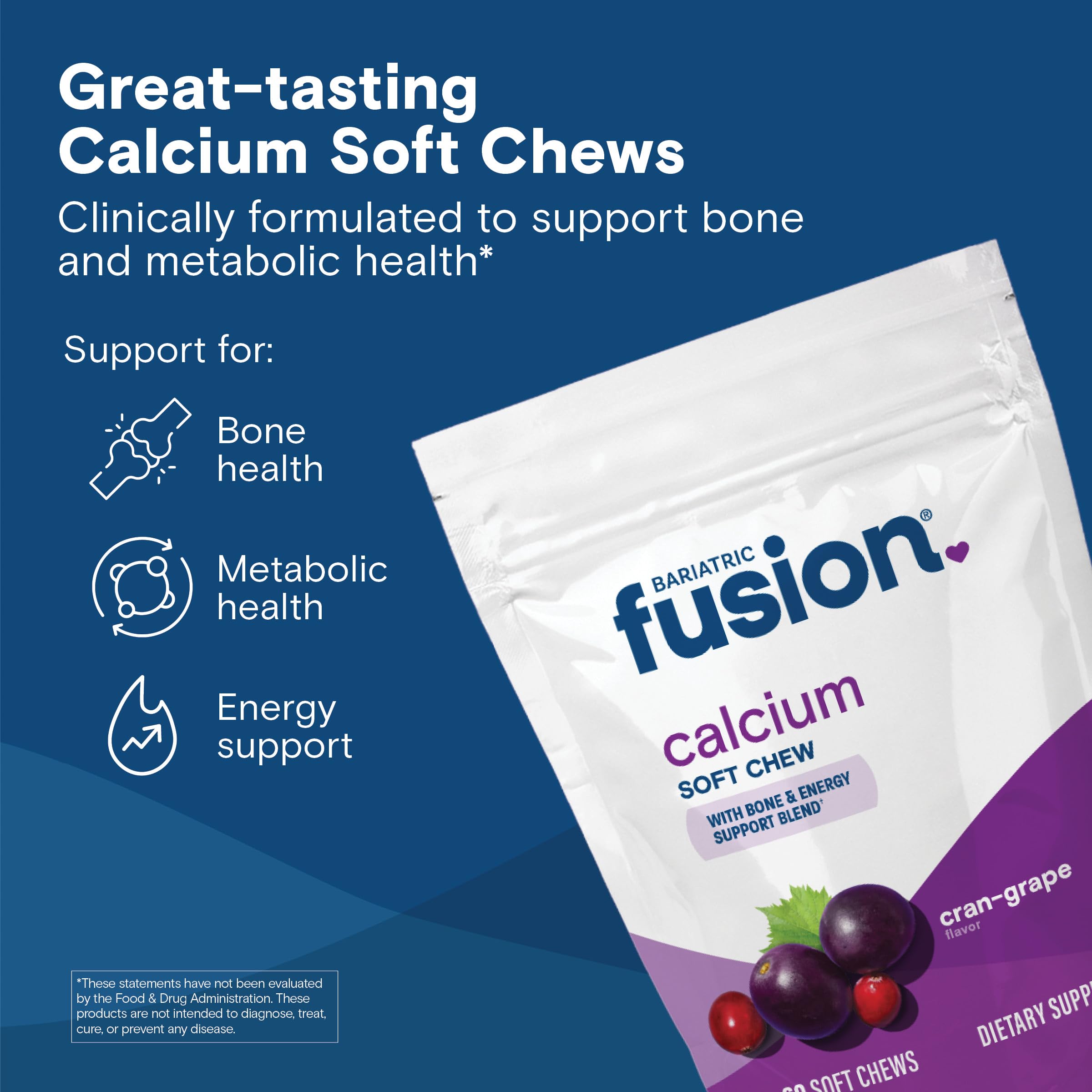 Bariatric Fusion masticable en mano para mostrar tamaño y facilidad de toma