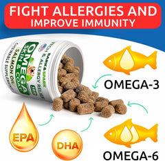 BARK&SPARK etiqueta del producto con información de omega-3 y beneficios