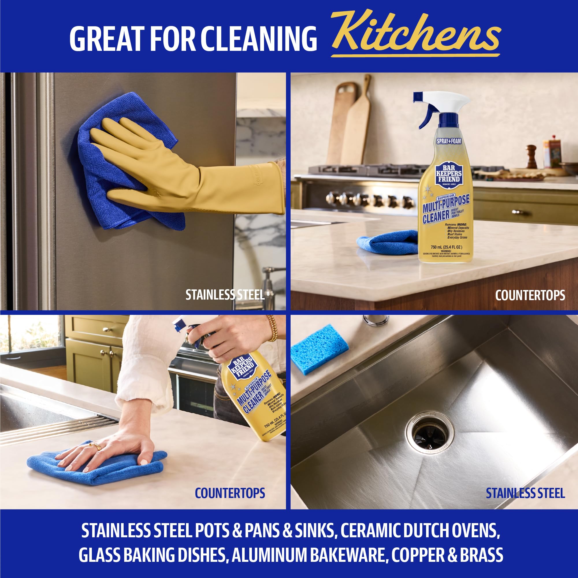 Bar Keepers Friend espuma adherida a azulejo para limpiar sin escurrir