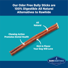 Barkworthies primer plano de textura del bully stick, beneficio digestible y duradero