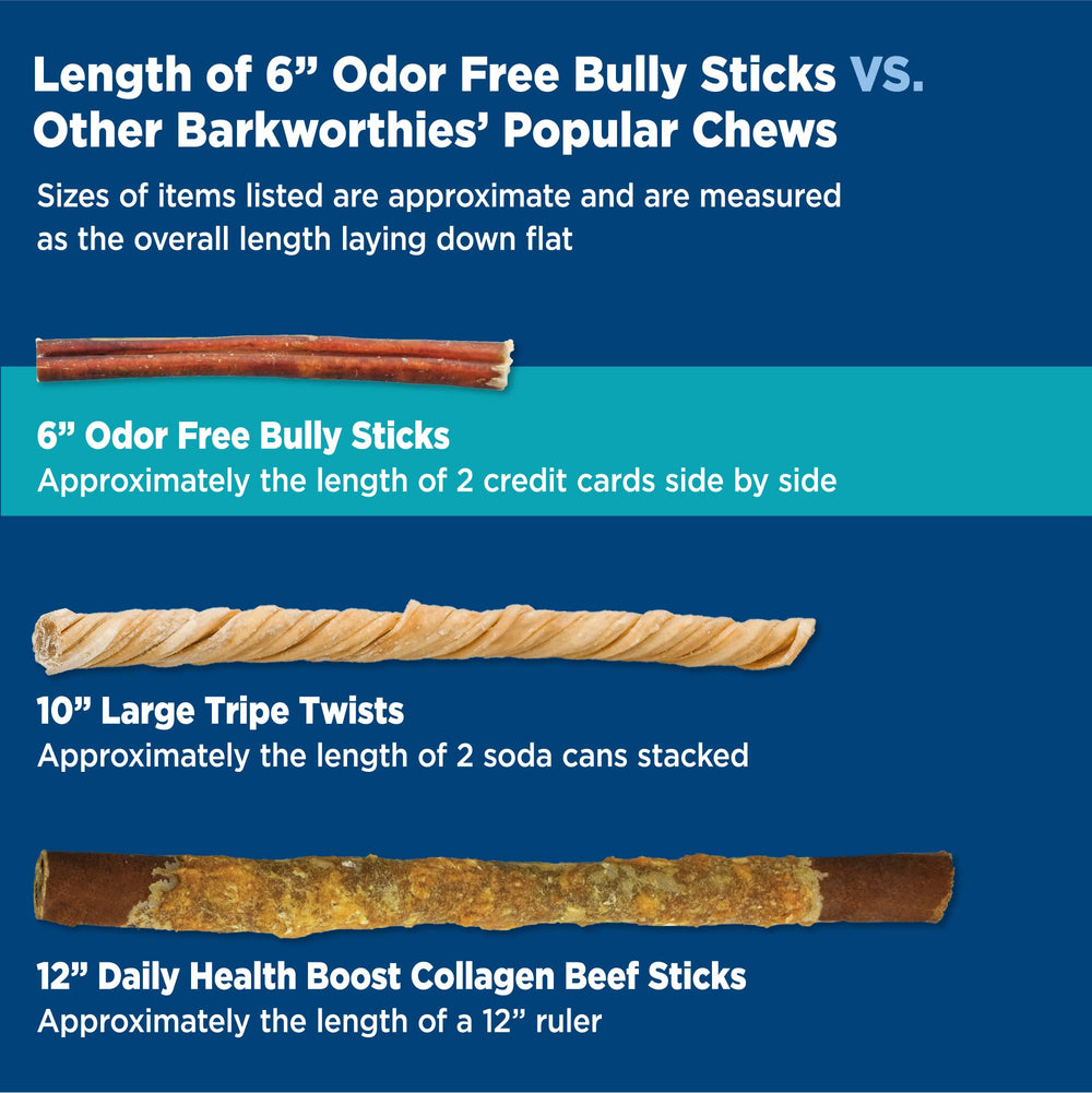 Plano del bully stick mostrando carne de res alimentada con pasto Barkworthies, beneficio ingrediente único