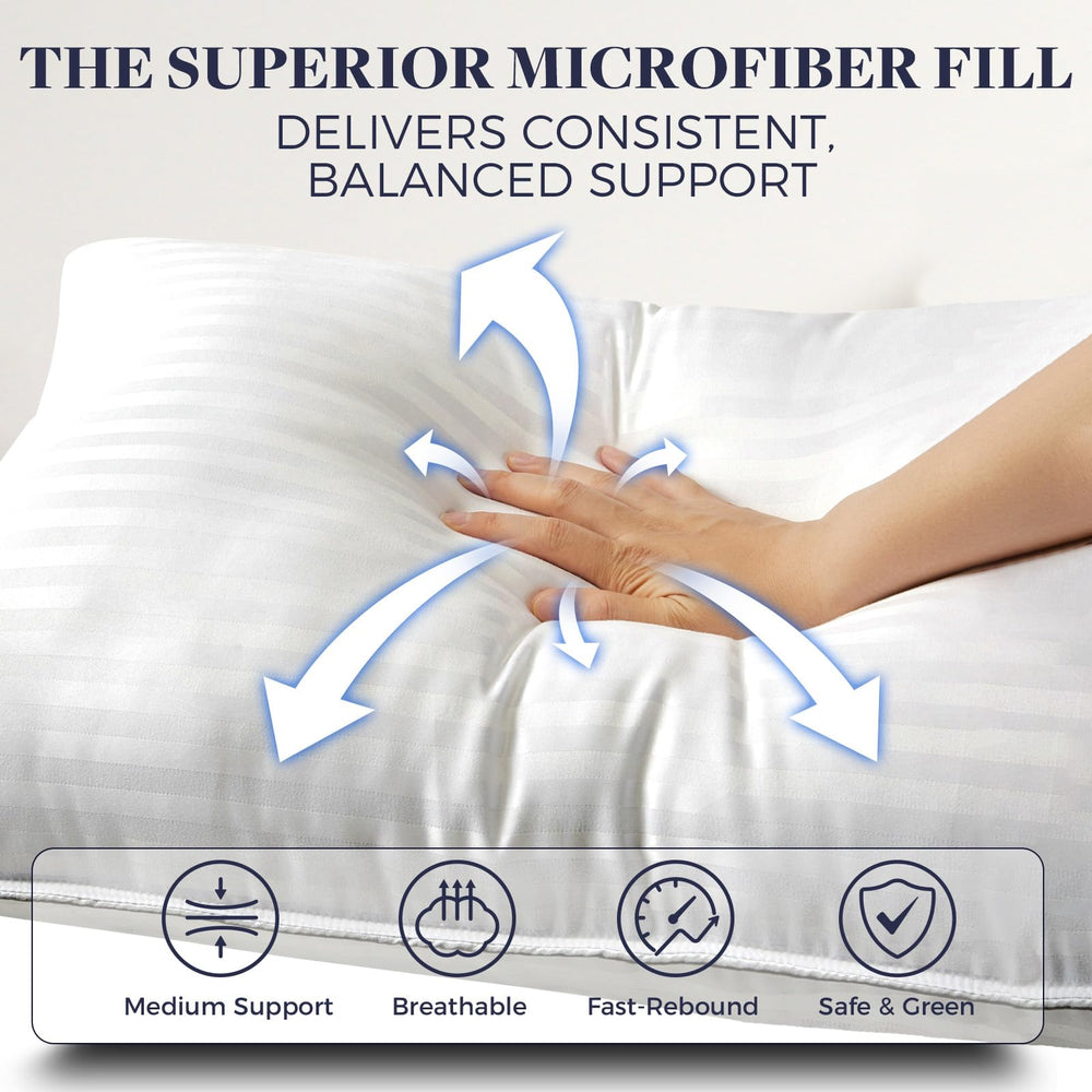 Basic Beyond pillow loft after unpacking demonstrating quick fluff recovery
