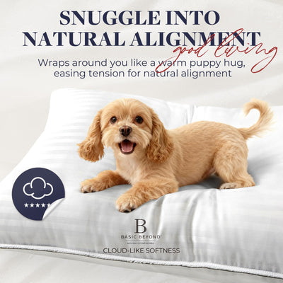 Basic Beyond vacuum-packed pillows in shipping box for compact delivery benefit