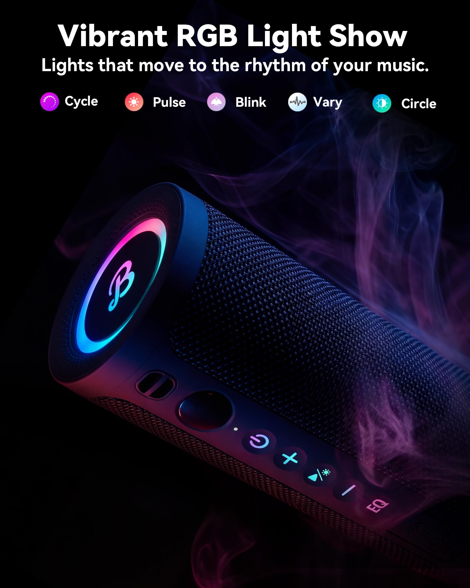 BassBloom Roar 3 junto a un teléfono para ver escala y tamaño compacto