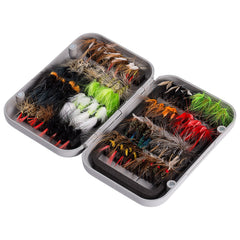 BASSDASH front view of fly kit box showing organized compartments and magnetic lid for secure transport