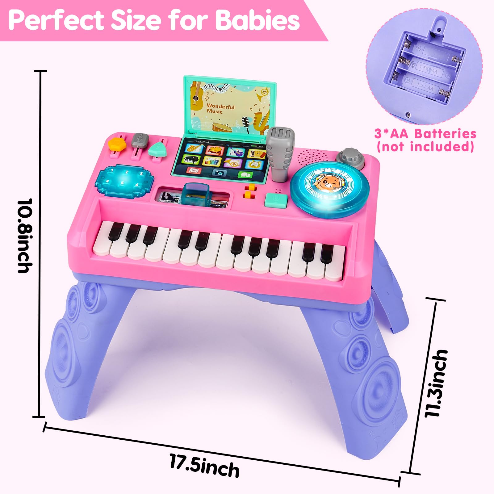 Basytodio close-up of 24-key piano keys promoting melody practice and fine motor skills