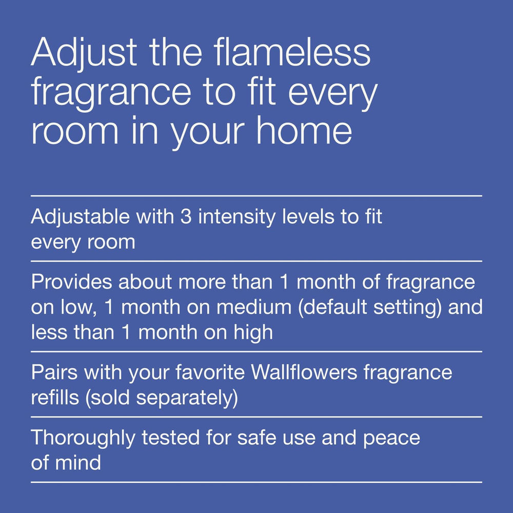Bath & Body Works Wallflowers junto a una mano, muestra tamaño real y portabilidad