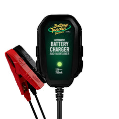 Battery Tender Junior front view showing compact charger and label, fast identification benefit