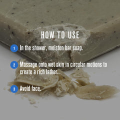 Baxter of California bar lathered in hands demonstrating rich creamy foam for gentle cleansing