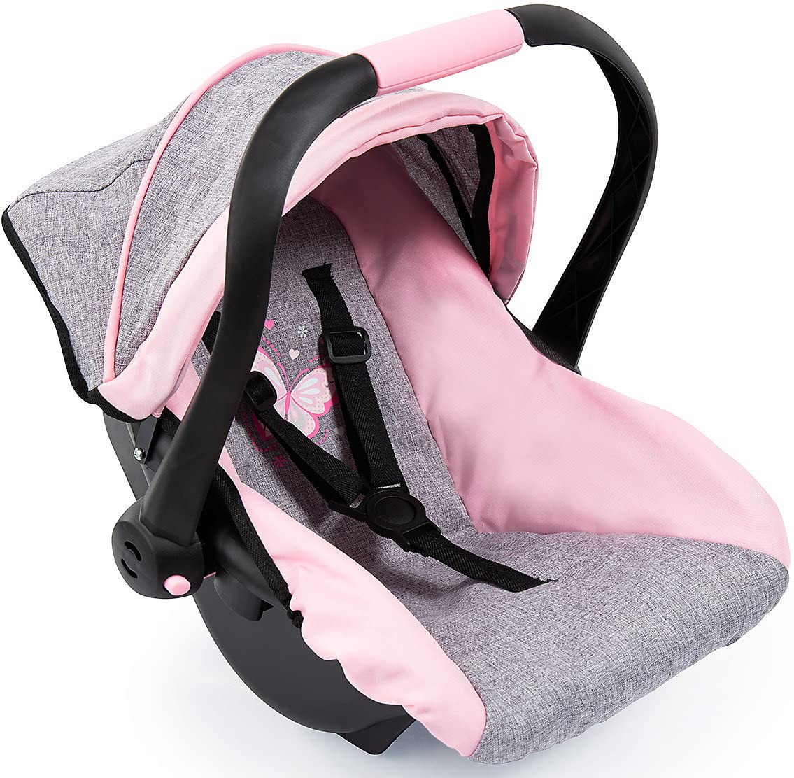 Bayer Design asiento frontal mostrando colores rosa y gris y atractivo visual
