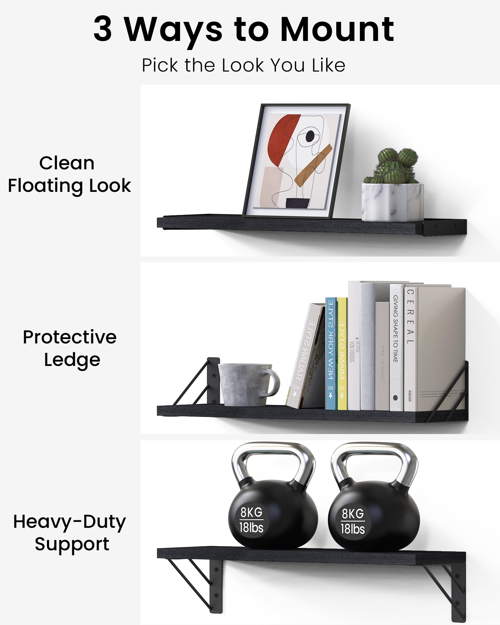 BAYKA shelf holding towels and baskets illustrating neat, concealed bathroom storage
