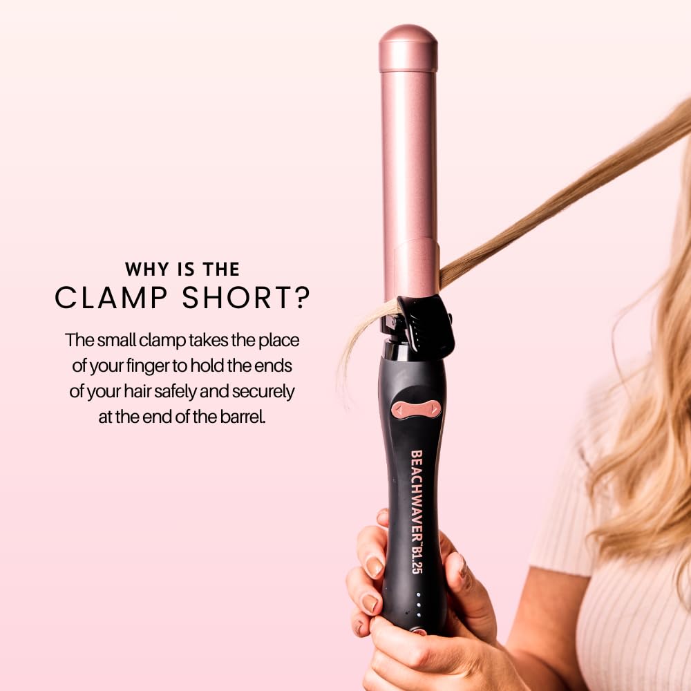 Beachwaver B1 swivel cord and plug displayed to show 8-foot tangle-free reach and convenience