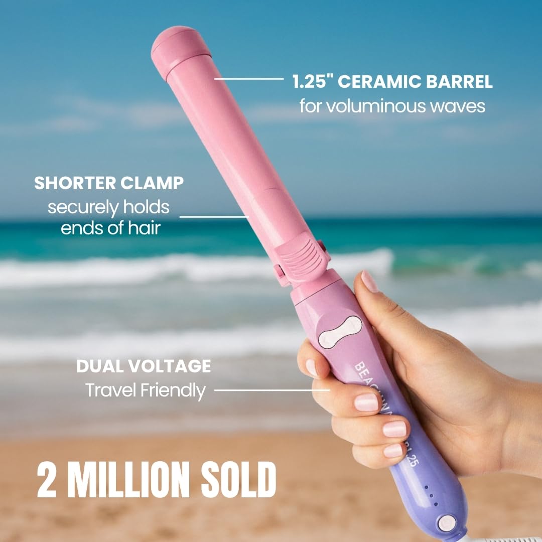 Beachwaver B1 rotation controls detail showing arrow buttons for easy one-touch curling