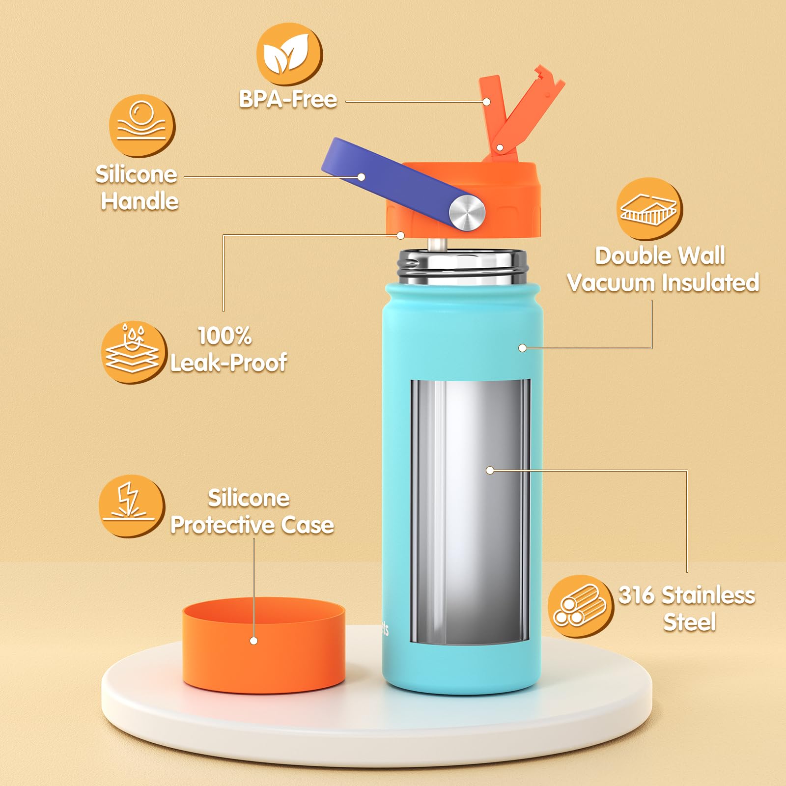 Beallets botellas dentro de mochila escolar, previene derrames y manchas