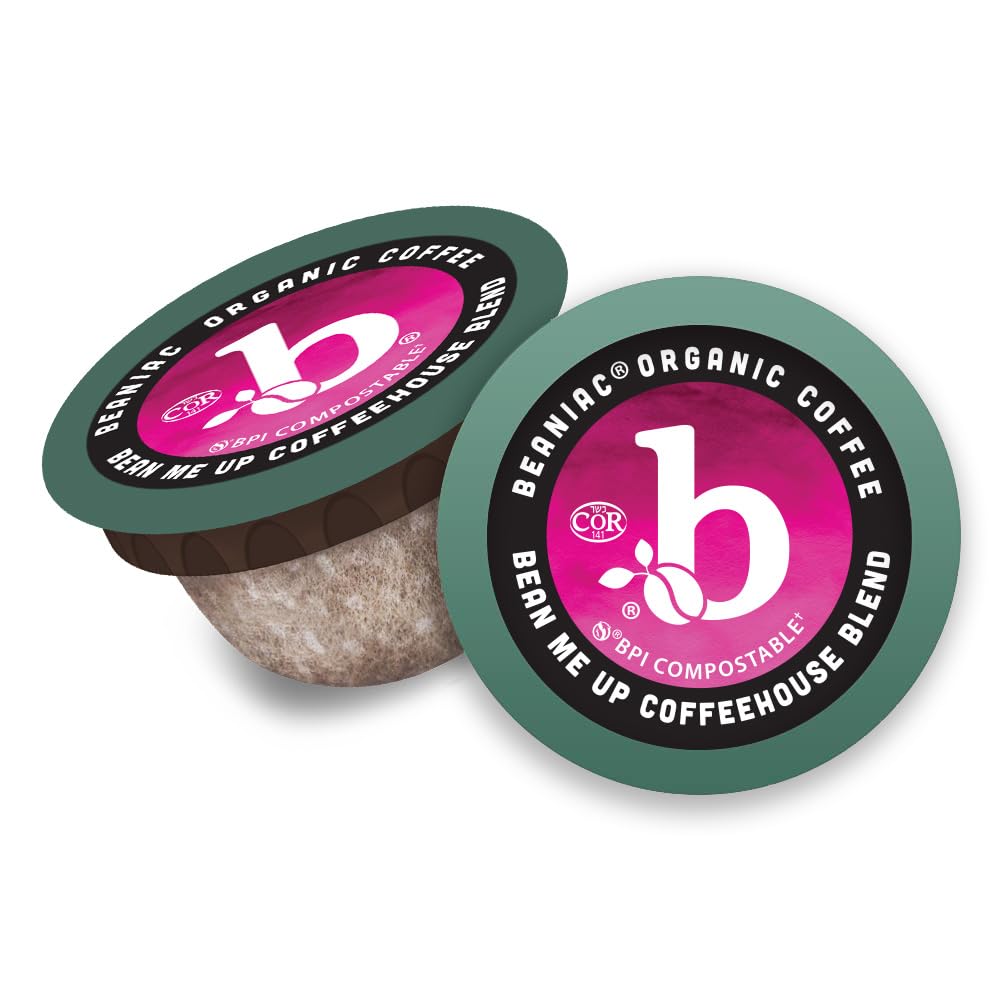 beaniac pod in brewer mid-brew, illustrating quick single-serve convenience