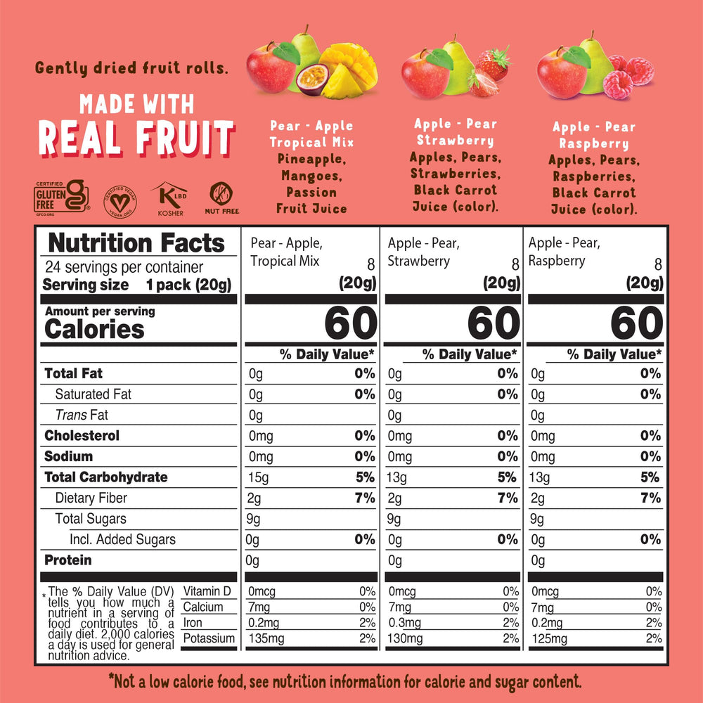 BEAR detalle de etiqueta con ingredientes 100% fruta y sin aditivos