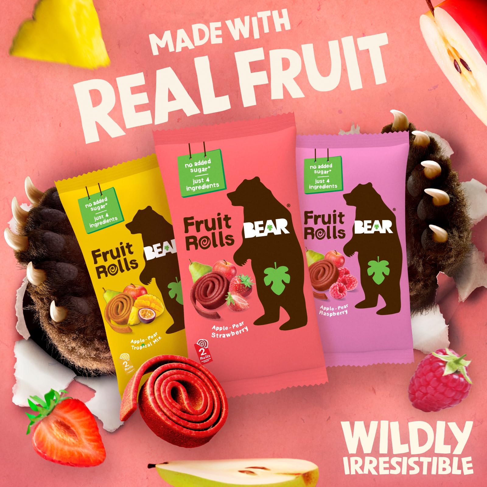 BEAR textura cercana de tiras de fruta mostrando aspecto horneado saludable