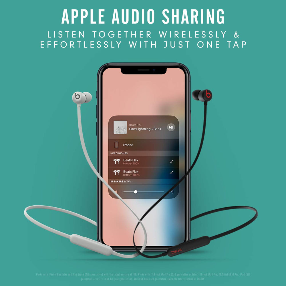 Beats Flex caja abierta con USB-C, eartips y guía rápida listos para usar