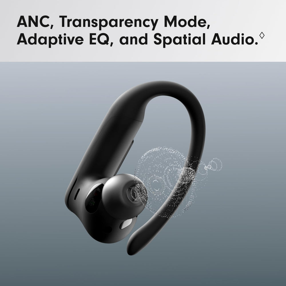 Beats Powerbeats Pro 2 size comparison next to a smartphone showing compact scale