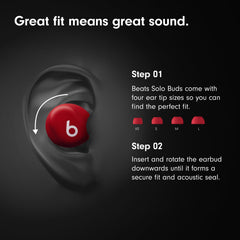 Beats Solo Buds open charging case with earbuds inside highlighting portability