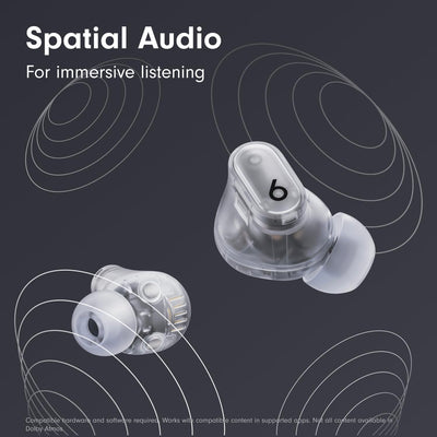 Beats Studio Buds + four ear tip sizes displayed for a secure, comfortable fit