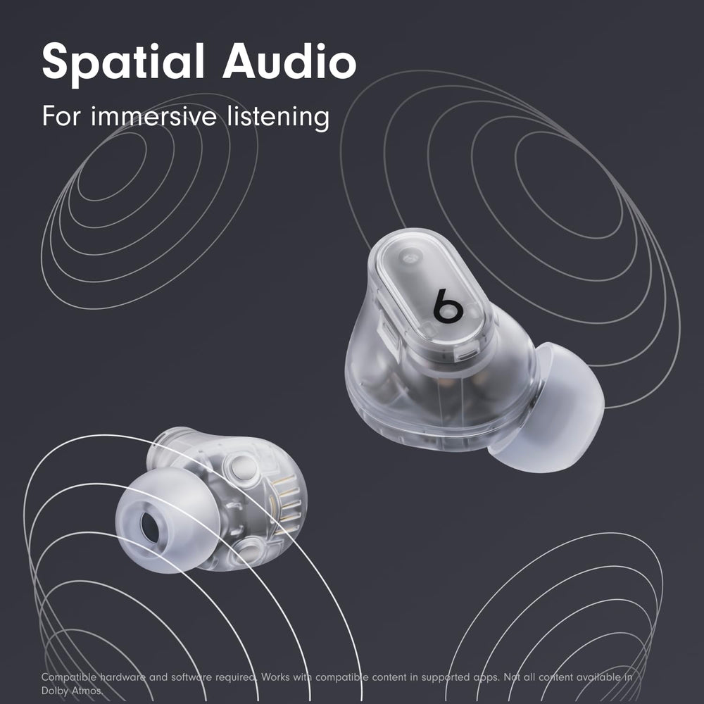 Beats Studio Buds + four ear tip sizes displayed for a secure, comfortable fit