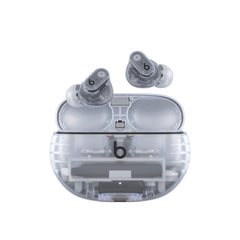 Beats Studio Buds + front view showcasing sleek design and confident style