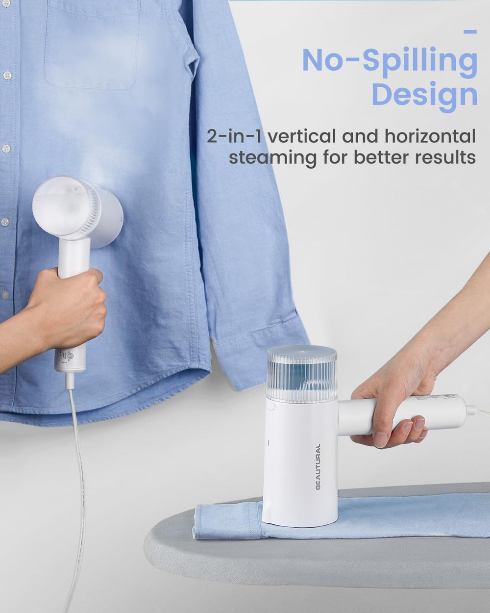 BEAUTURAL steaming a shirt to remove wrinkles quickly and safely