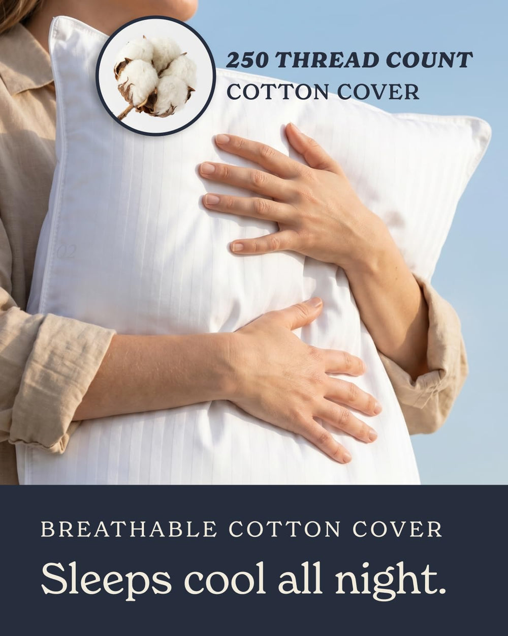 Beckham Hotel Collection almohadas colocadas en cama estilizada con apariencia de hotel