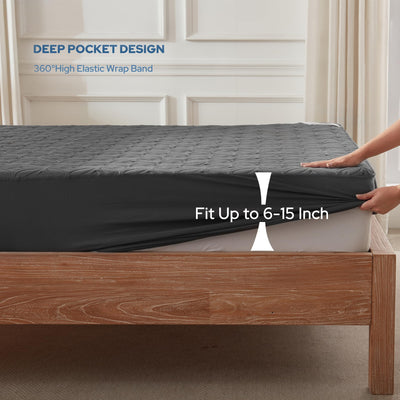 BEDLORE corte transversal mostrando capa TPU impermeable que protege líquidos