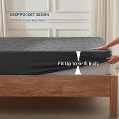BEDLORE corte transversal mostrando capa TPU impermeable que protege líquidos