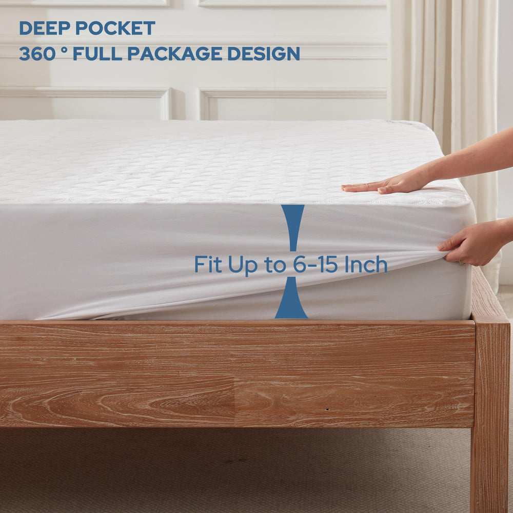 BEDLORE protector ajustado sobre colchón, sujeción segura hasta 18"