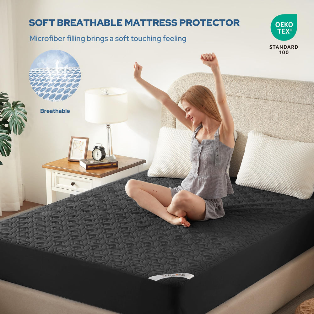 BEDLORE falda elástica 360°, ajuste seguro para colchones hasta 18 pulgadas