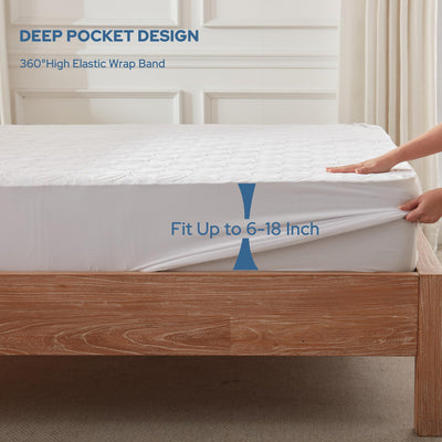 BEDLORE protector on king mattress in bedroom demonstrating secure fit
