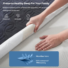 BEDLORE detalle de textura acolchada, confort suave y estable