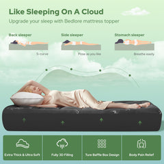 BEDLORE topper colocado en cama Twin XL demostrando confort en uso