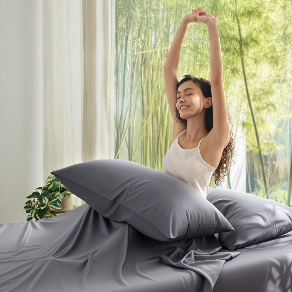 Bedsure lifestyle con tonos naturales integradas en decoración de dormitorio