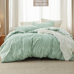 Bedsure edredón frontal Sage Green muestra color y diseño, aporta estilo inmediato