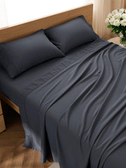 Bedsure empaque frontal gris oscuro que muestra el set y transmite calidad