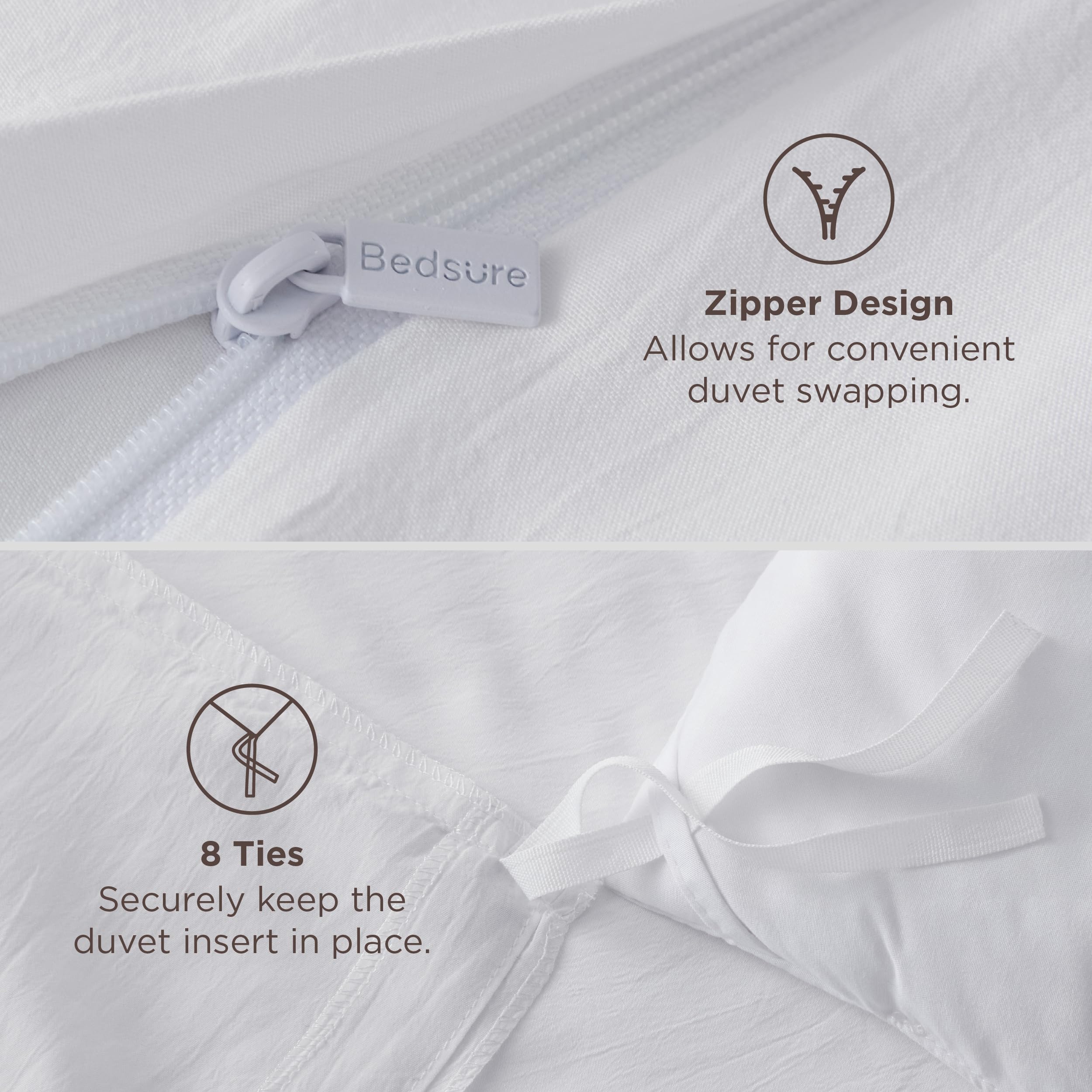 Bedsure cama vestida con la funda nórdica en ambiente minimalista y acogedor