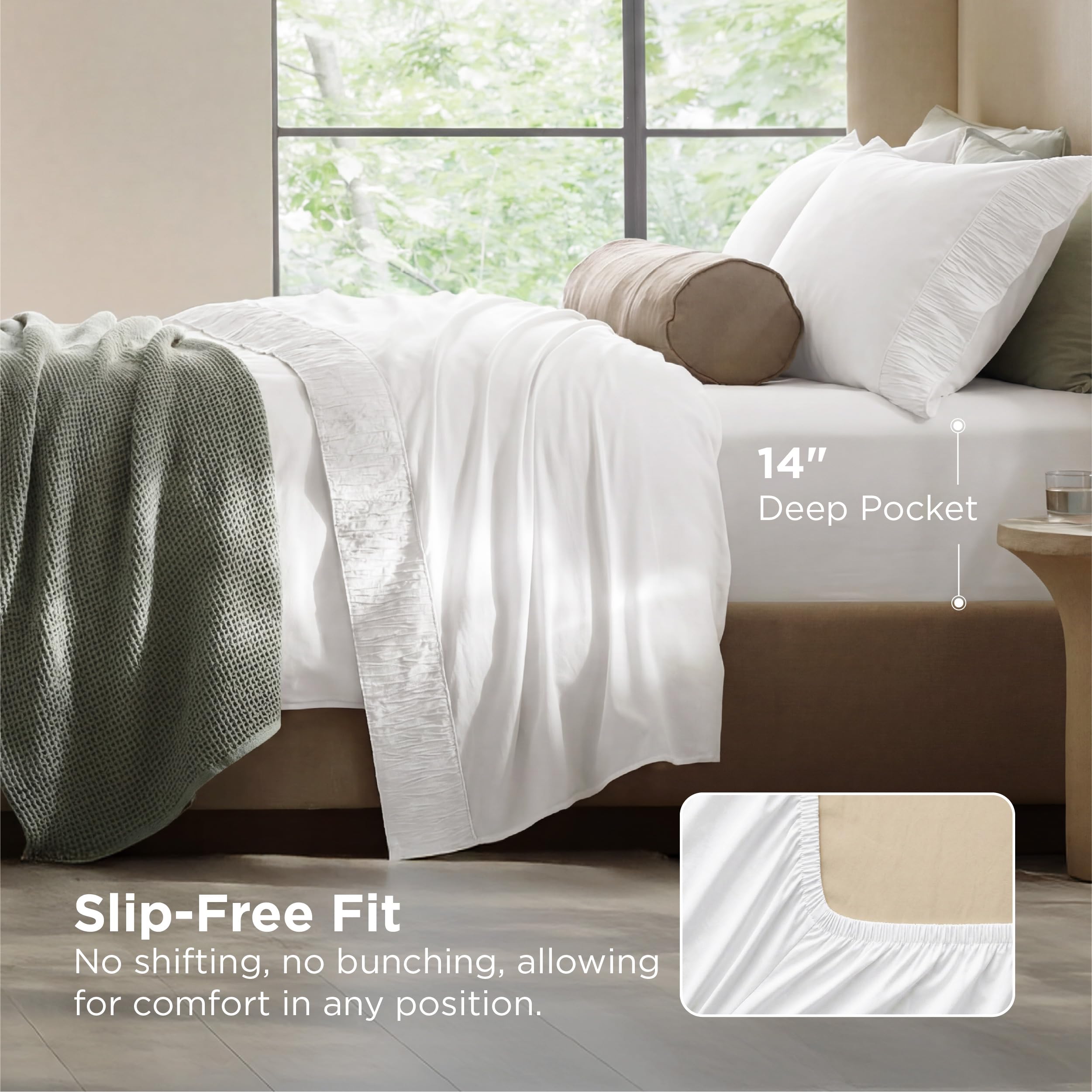 Bedsure detalle de funda con bolsillo interior, evita que la almohada sobresalga