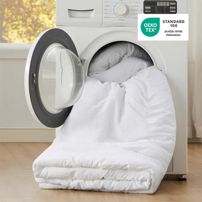 Bedsure comforter on styled bed with throw pillows showing cozy bedroom makeover