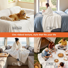 Bedsure manta extendida en cama queen, aporta calidez decorativa
